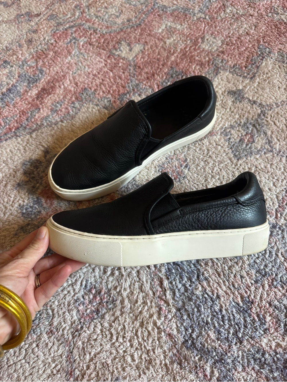 UGG Black Leather Slip-On Platform Sneakers - Women
